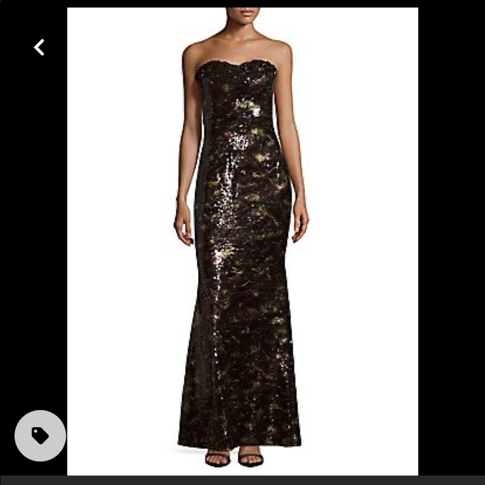 Marchesa Black and Gold Sequin Gown